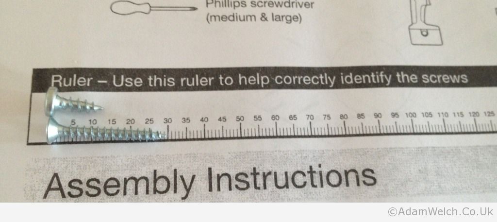 Thanks @Argos_Online for printing this ruler. I might have struggled separating the long & short screws otherwise.