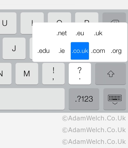 Missing the safari “.com” button in #iOS7? Hold the “.” key instead.