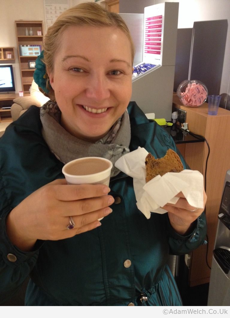 Free cookies and hot chocolate at @OfficialFV makes Mrs W a happy lady.