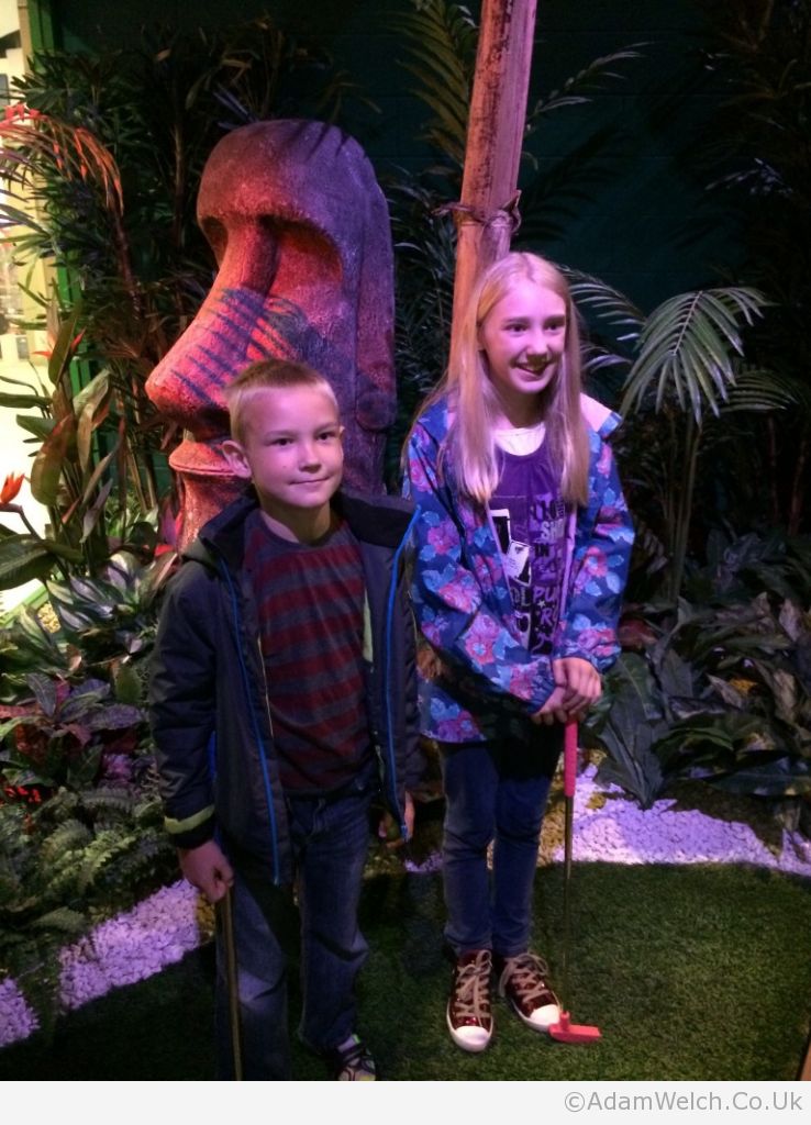 A trip to the jungle today for mini golf. No need to ask who won. Right?