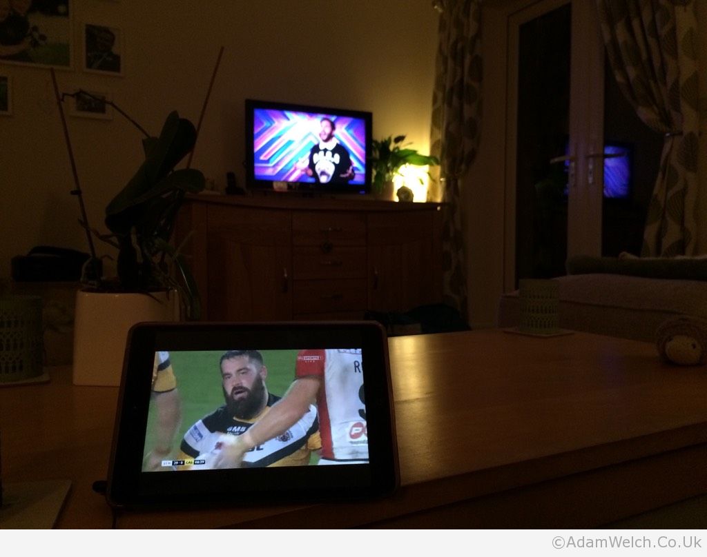 Very different viewing preferences this evening in the Welch household. #SLStHCas #XFactor