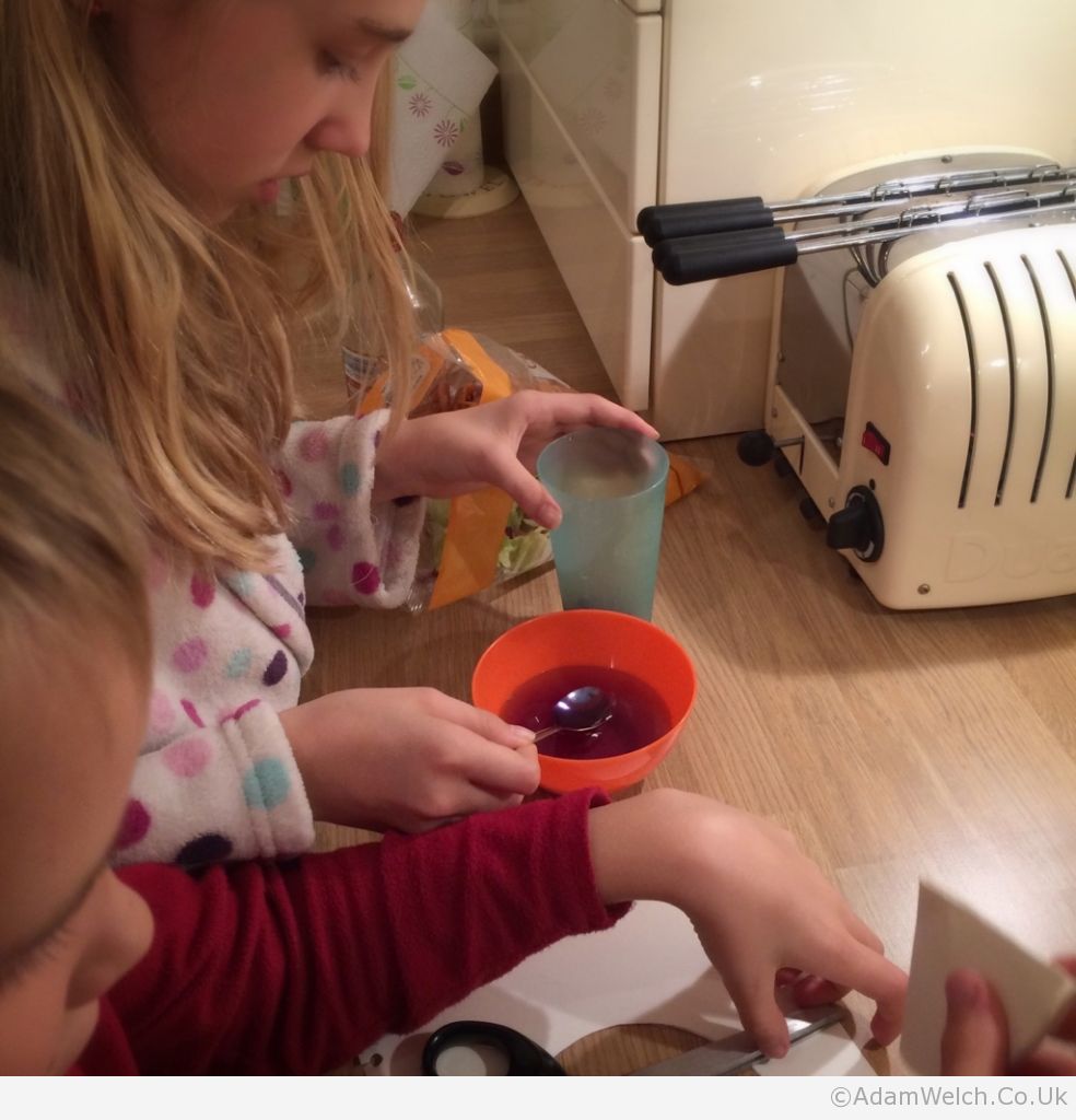 I'm being shown science in the kitchen. No bubbling jars yet.