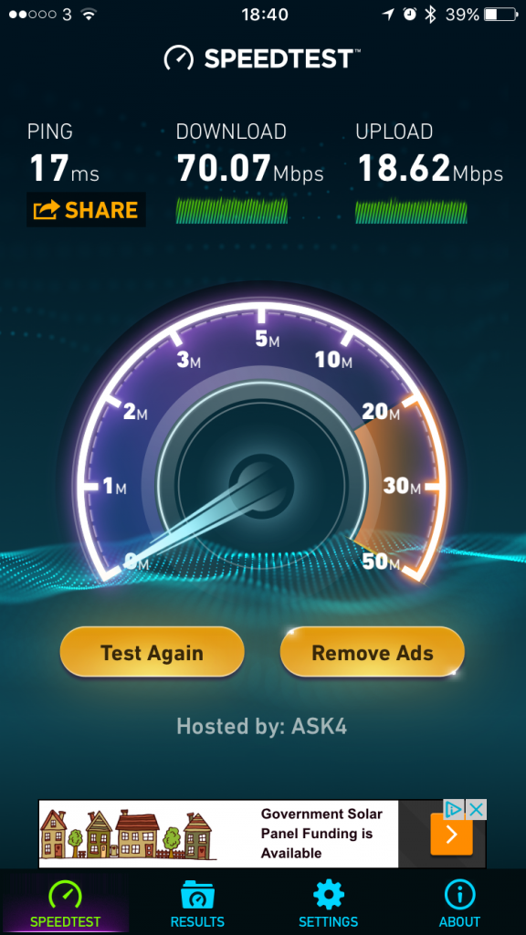 Fibre broadband and a new @ubnt unifi AC-lite access point puts a smile on Adams face. :-)